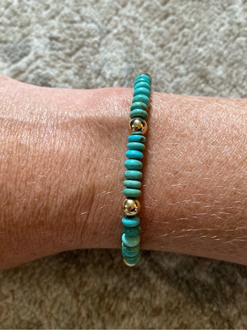 Turquoise Rondelle Disc Beaded Bracelet - Picture 2 of 3